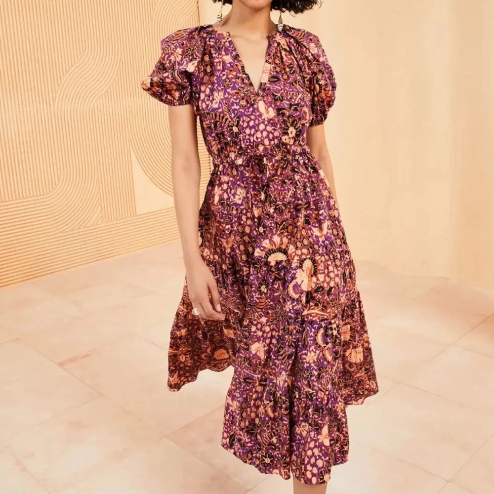 Ulla Johnson Olina Midi Dress - Purple And Orange… - image 4